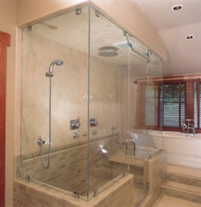 frameless glass shower enclosure