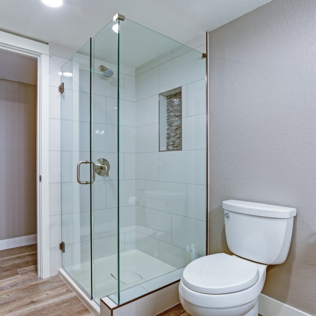 frameless shower glass enclosed space